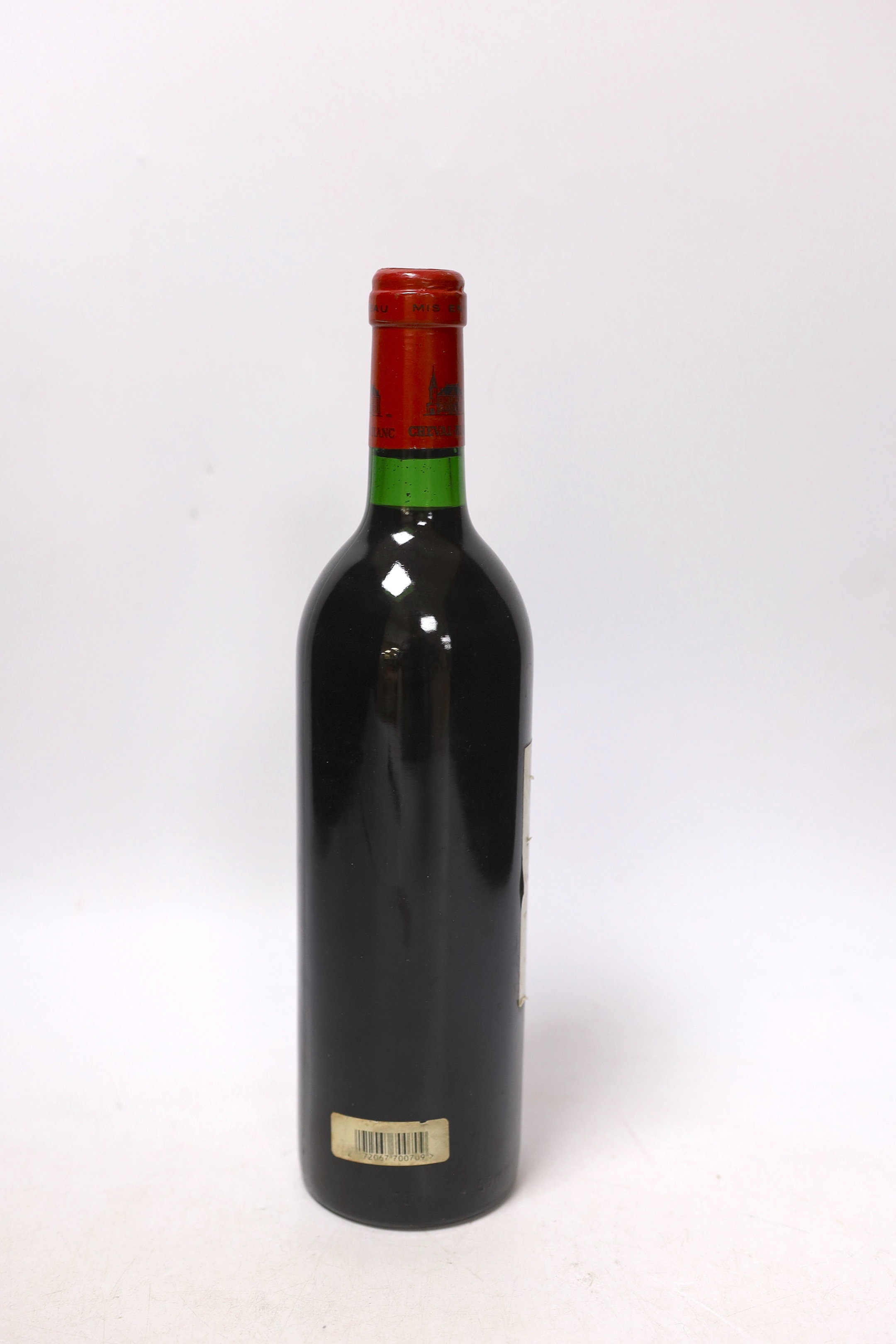 A bottle of Chateau Cheval Blanc St Emilion 1982 wine